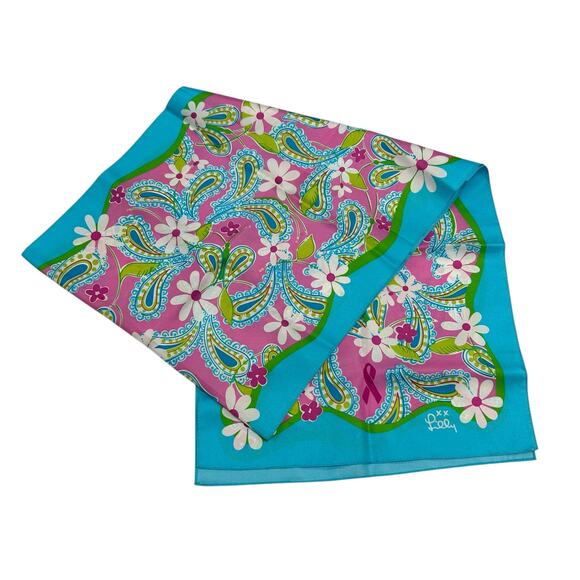 Lilly Pulitzer x Ford Breast Cancer Awareness Multicolor Floral Print Scarf - Picture 1 of 5